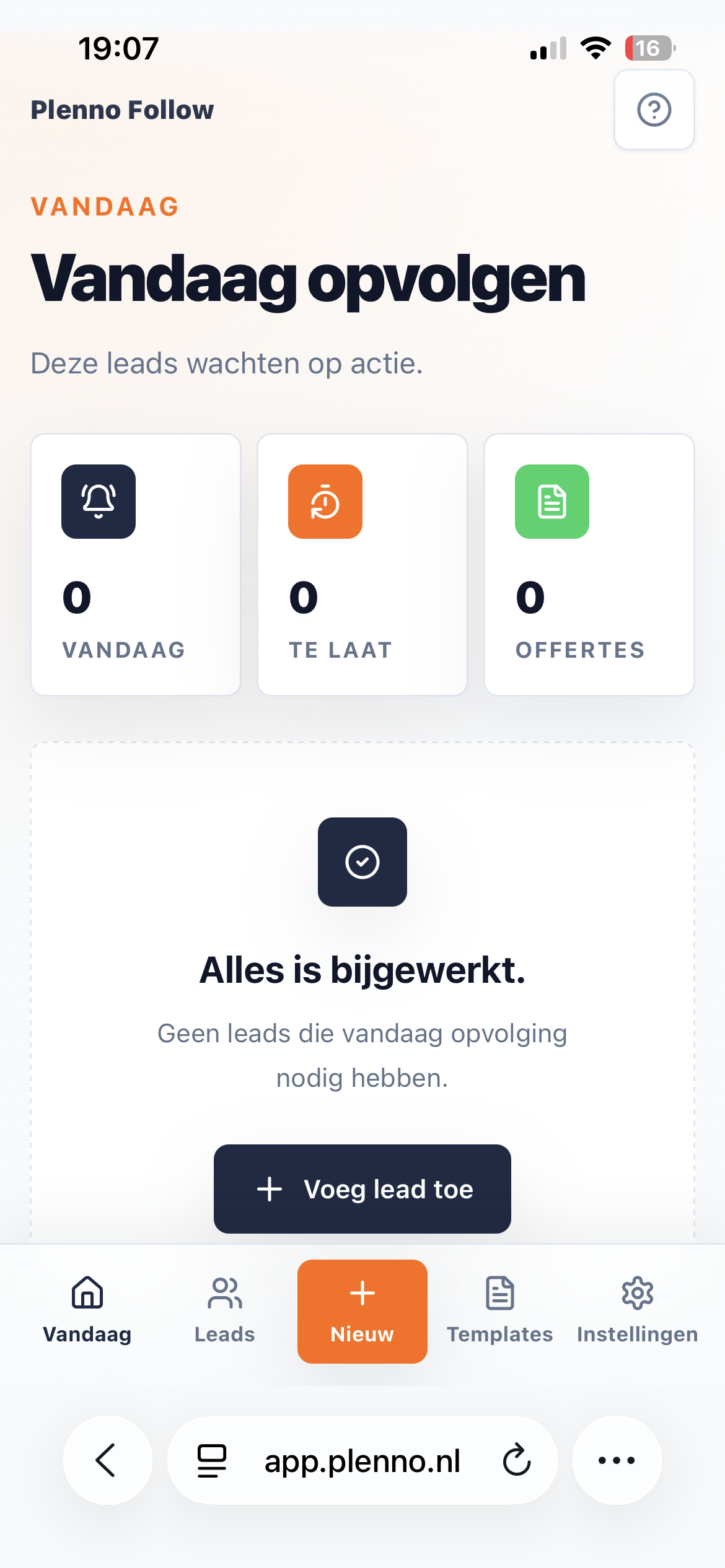 Plenno Follow opvolgoverzicht